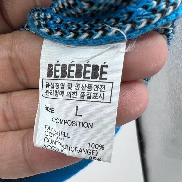 Bebebebe Kids L Tiger Sweater Cardigan Button Front Cotton Blue Orange - Picture 5 of 7